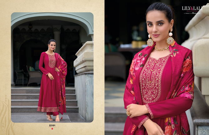 Mallikajaan By Lily And Lali Vichitra Silk Anarkali Kurti With Bottom Dupatta Wholesale Shop In Surat